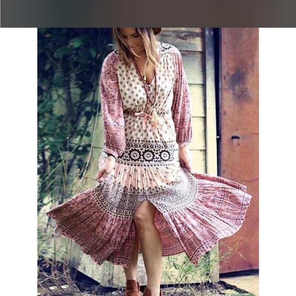 Spell Pink and Cream Bohemian Tiered Maxi Dress